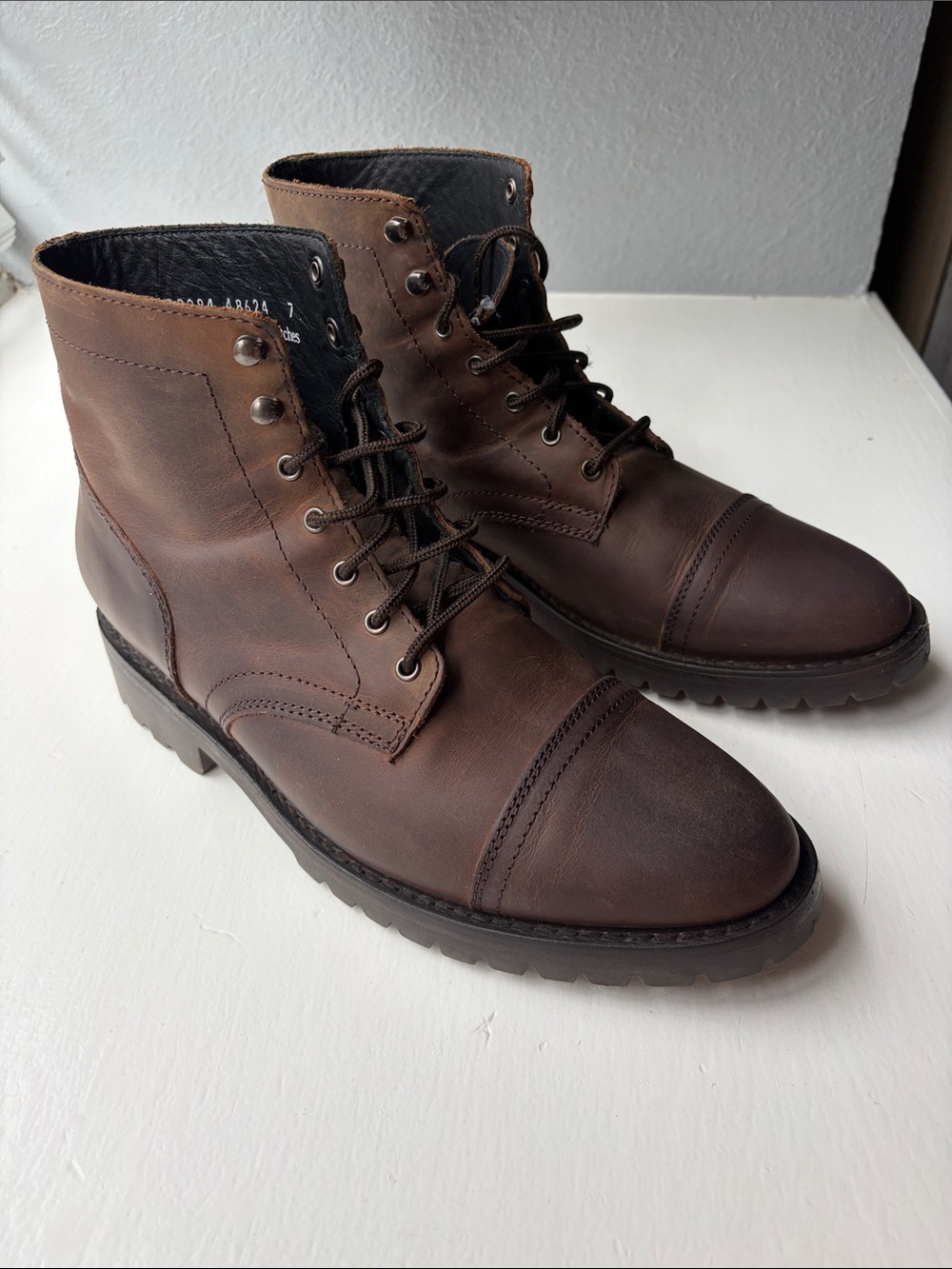 Thursday Boot Company Men's Dark Brown Leather Cap-Toe Lace-Up Boots